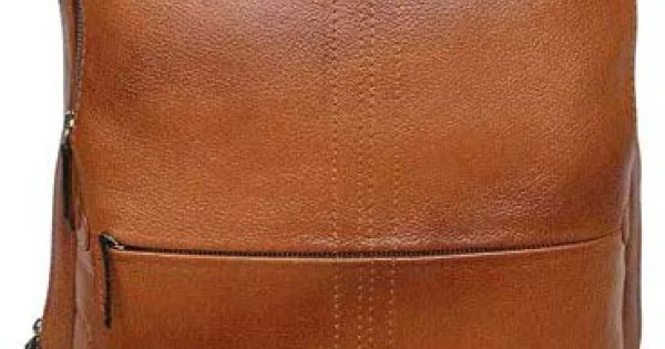 15 inch Leather Laptop Backpack - Tan