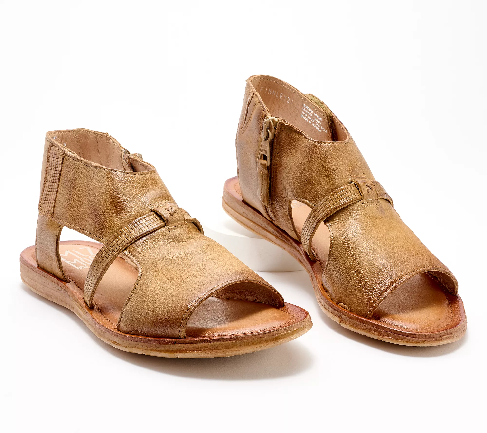 "As Is" Miz Mooz Leather Side-Zip Sandals - Finnley