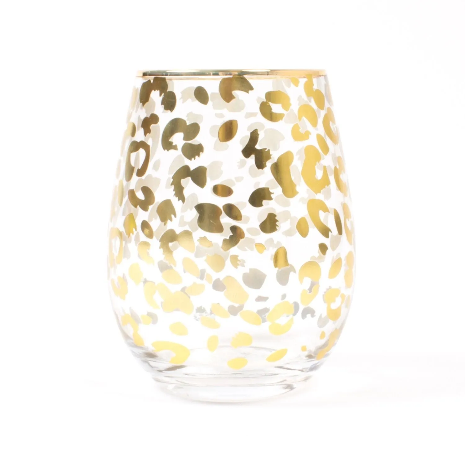 8 Oak Lane    Gold Leopard Stemless Wine Glass