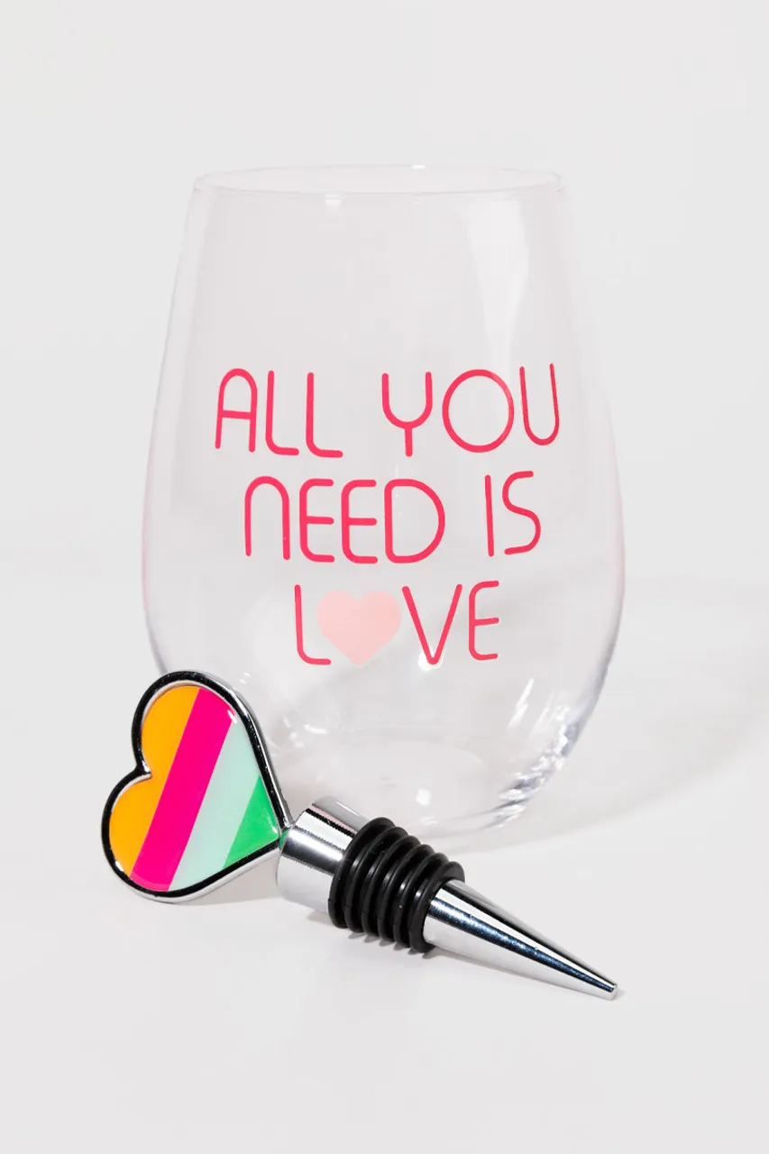 All You Need Is Love Wine Glass With Stopper