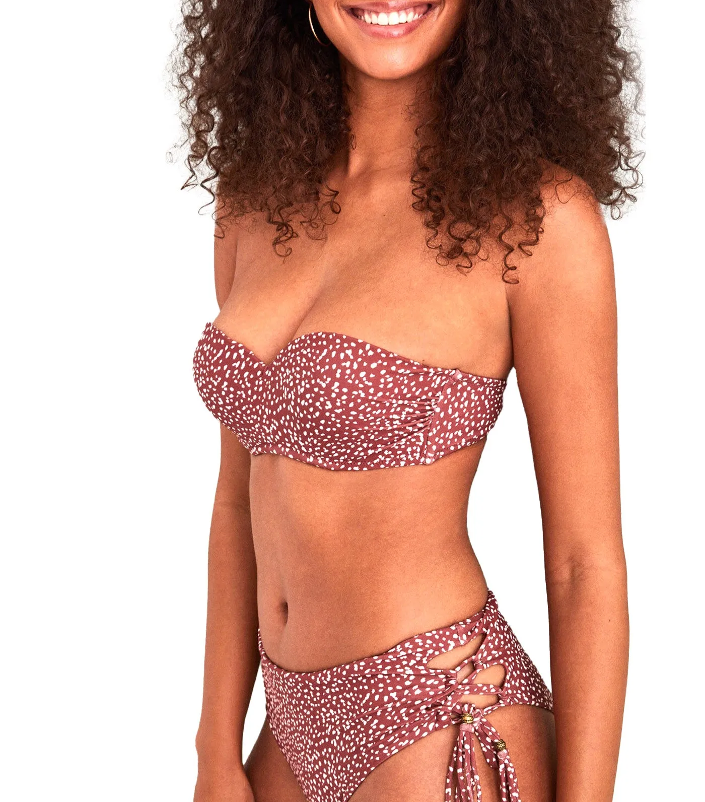 Animal Print Bandeau Bikini Top Brown