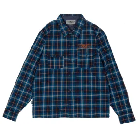 ANTIHERO SKATEBOARDS EAGLE LONG SLEEVE FLANNEL NAVY BLUE/ORANGE