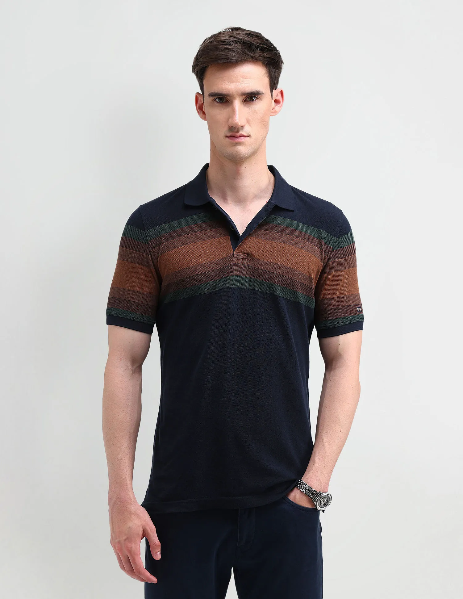 Arrow Sport Horizontal Striped Polo Shirt