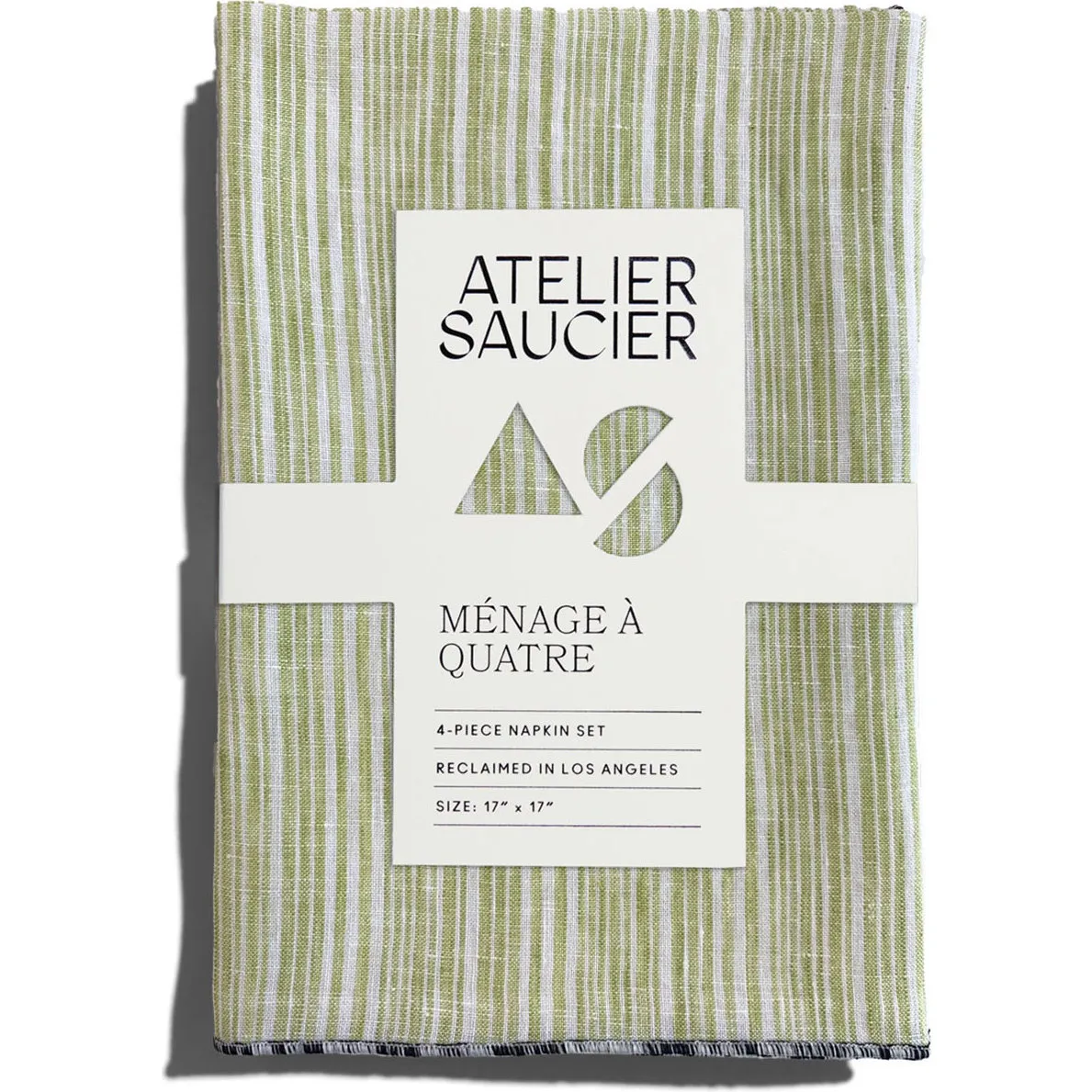 Atelier Saucier Avocado Stripe Napkins, 4-Piece Set