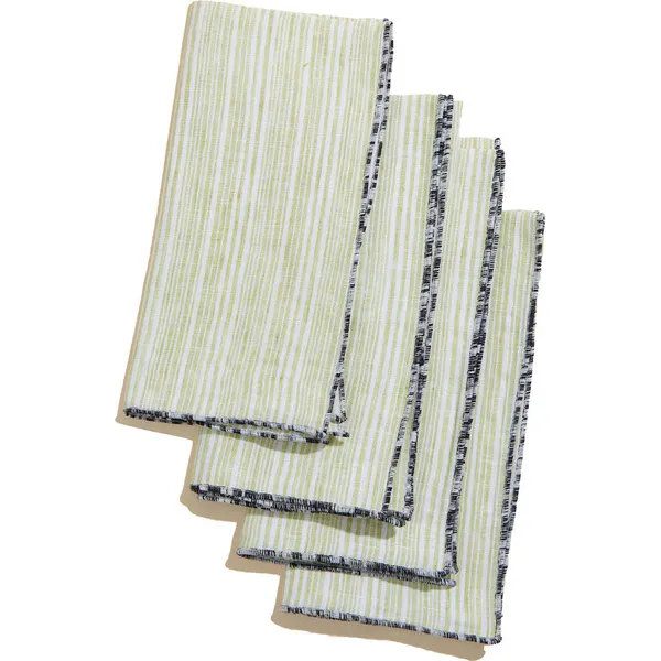 Atelier Saucier Avocado Stripe Napkins, 4-Piece Set