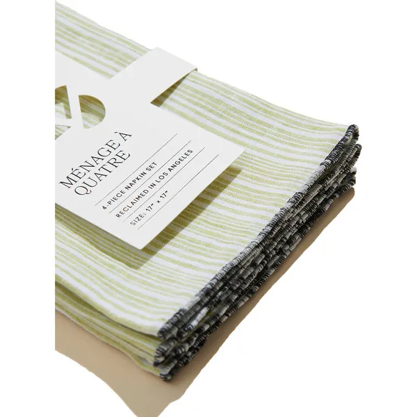 Atelier Saucier Avocado Stripe Napkins, 4-Piece Set