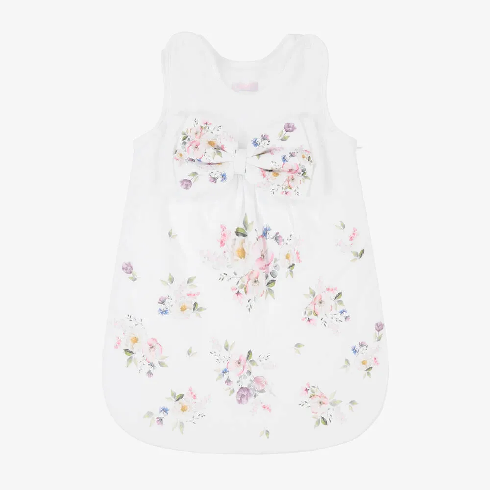 Baby Girls White Floral Sleeping Bag