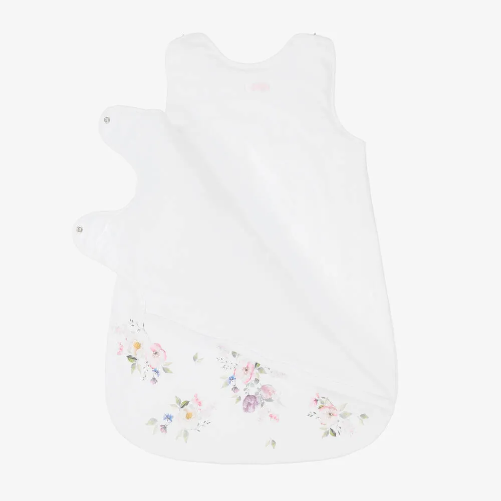 Baby Girls White Floral Sleeping Bag