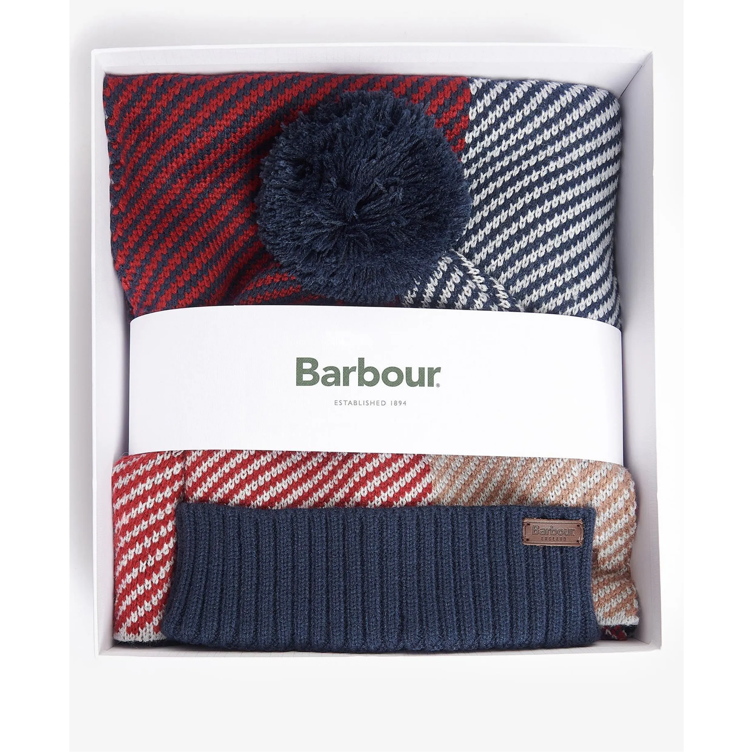 Barbour Finn Beanie & Scarf Gift Set Cranberry