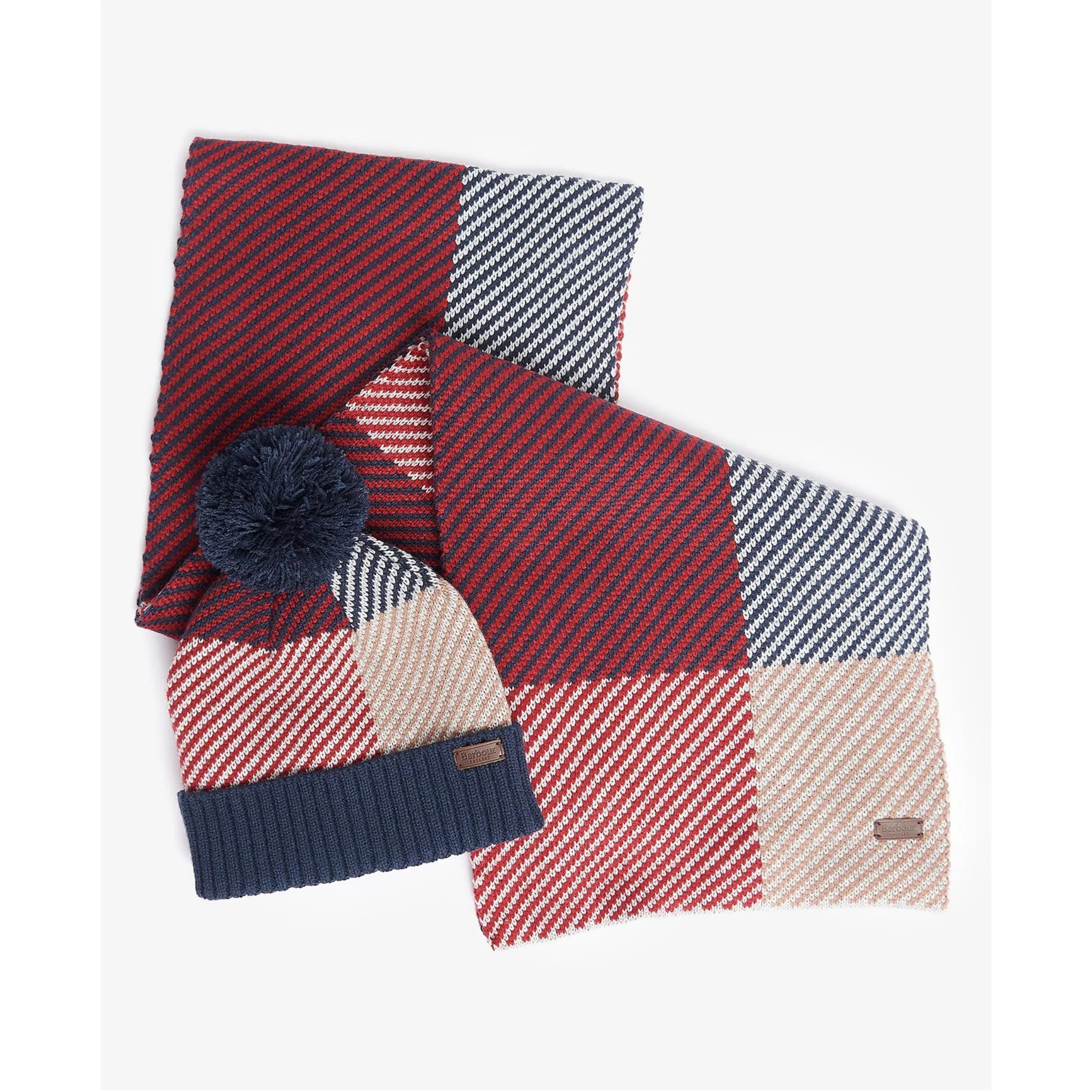 Barbour Finn Beanie & Scarf Gift Set Cranberry