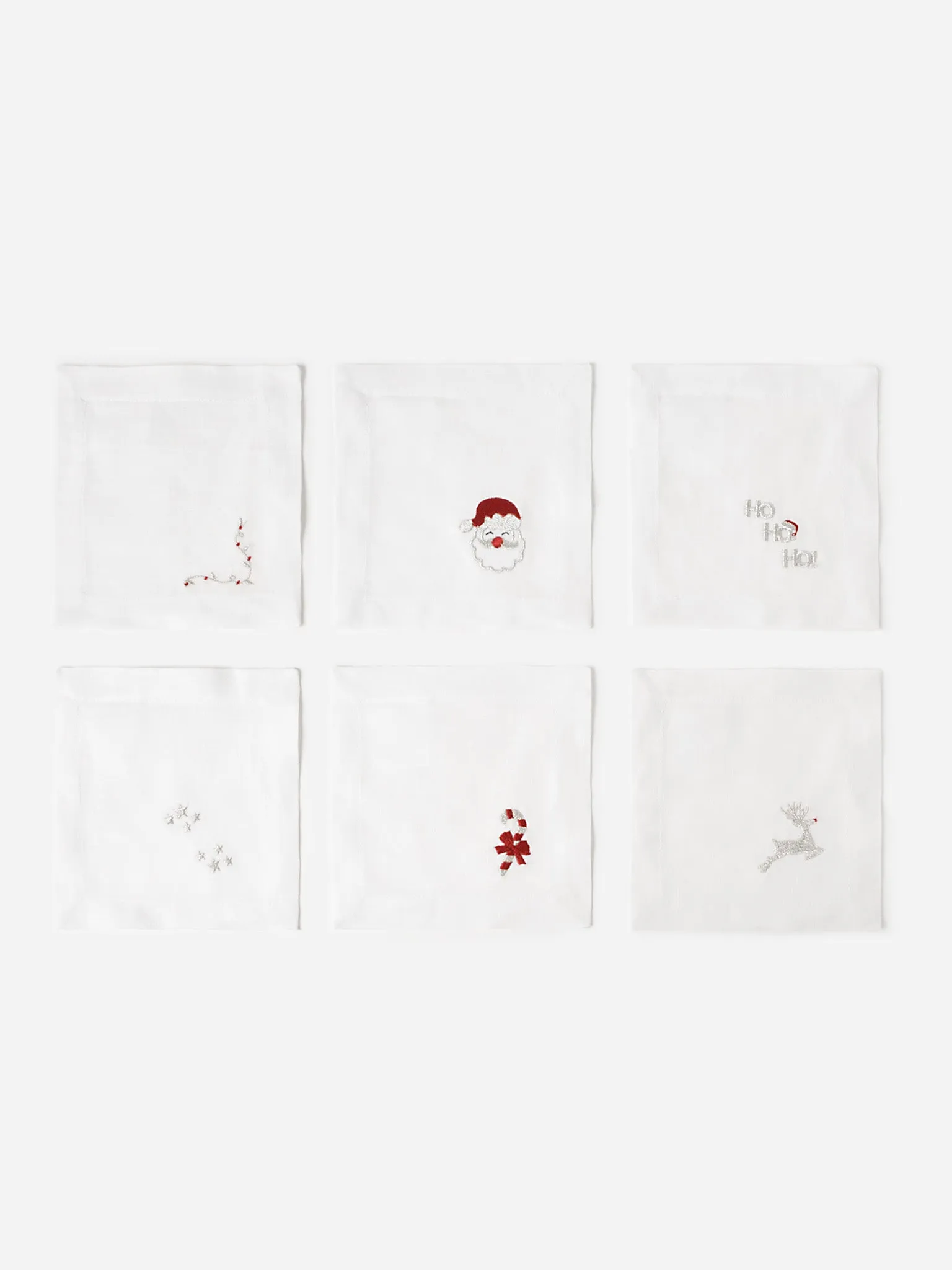     BARIOLES CASA  Set of 6 Holiday Linen Cocktail Napkins    