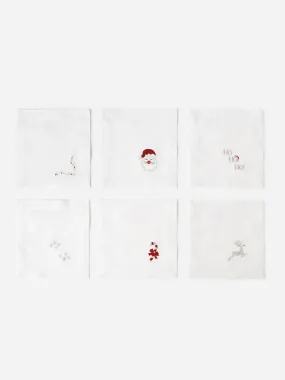     BARIOLES CASA  Set of 6 Holiday Linen Cocktail Napkins    