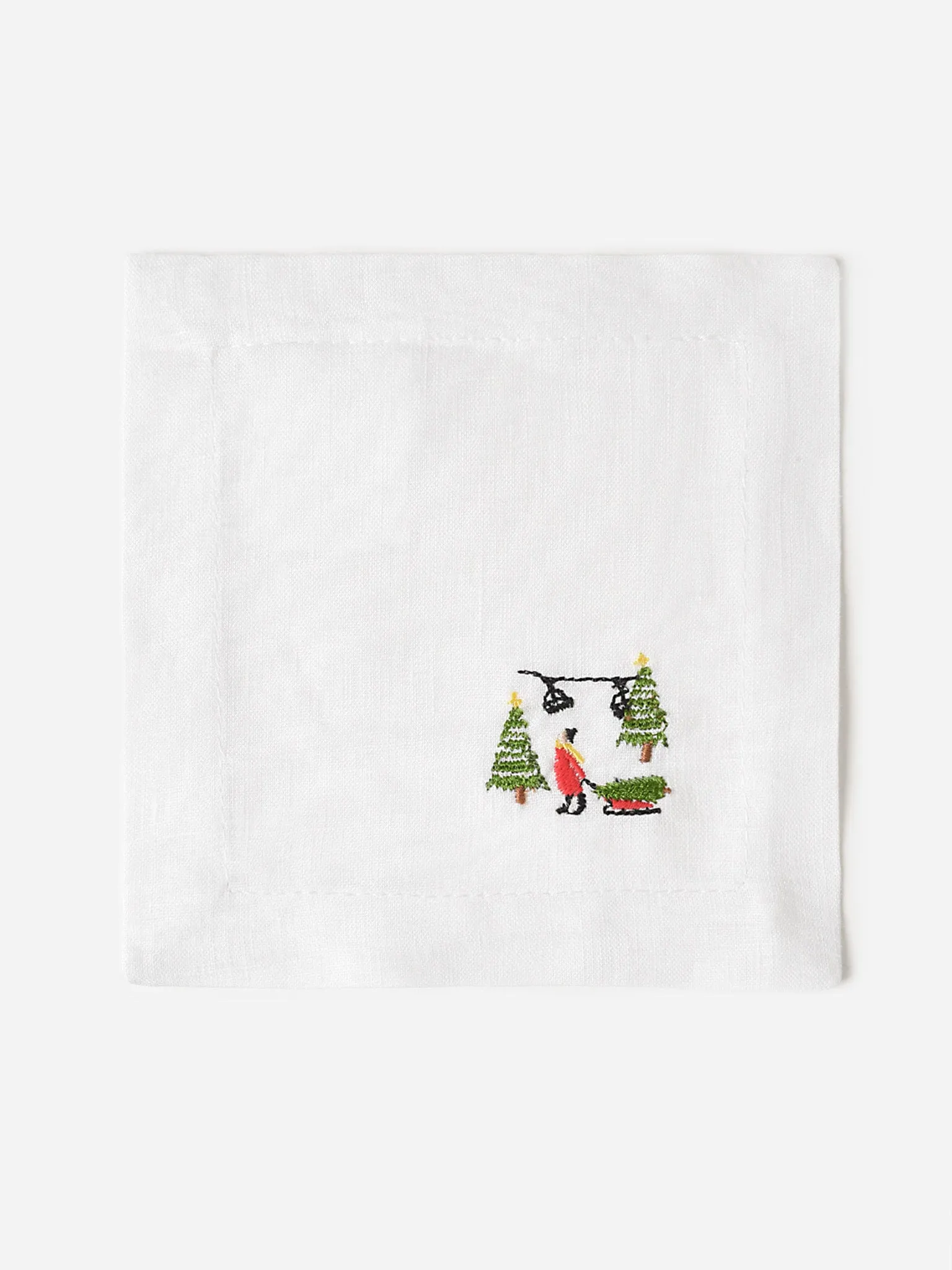     BARIOLES CASA  Set of 6 Holiday Linen Cocktail Napkins    