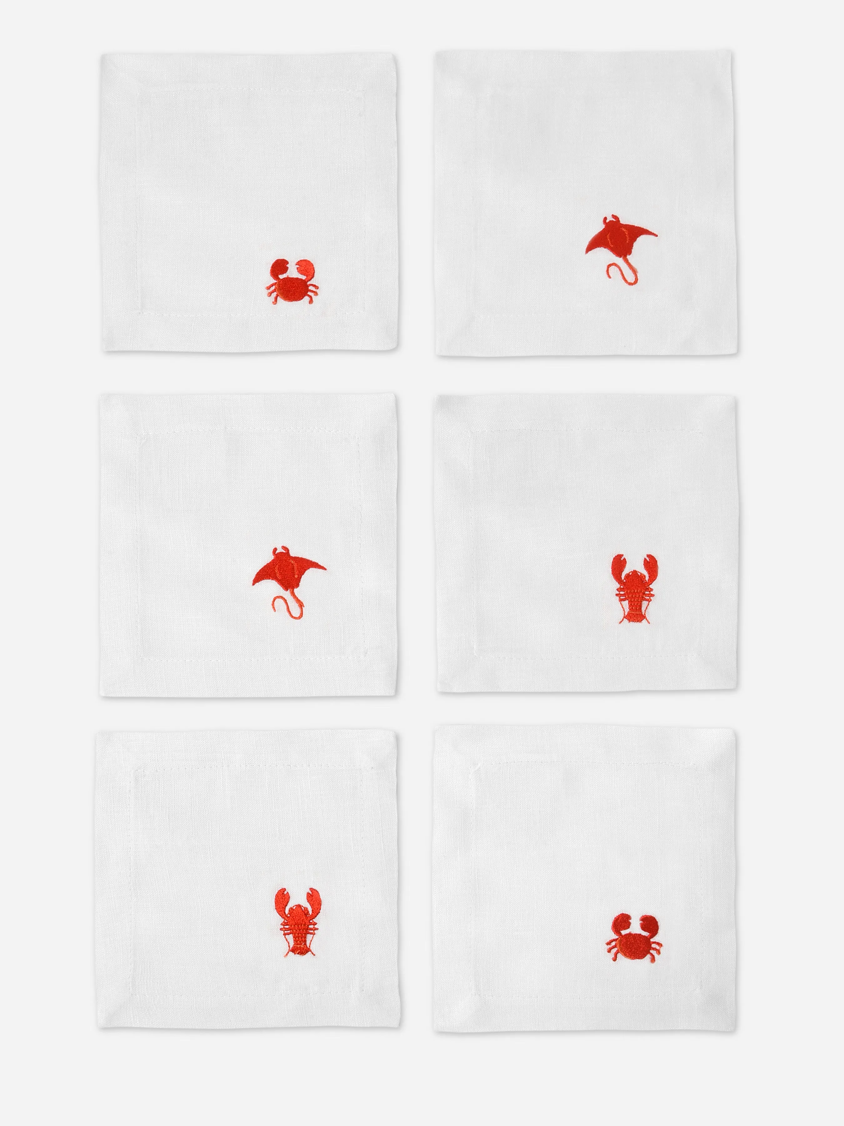     BARIOLES CASA  Set of 6 Linen Cocktail Napkins    