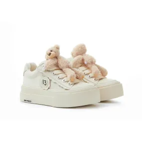 Bear Platform Sneakers in White-