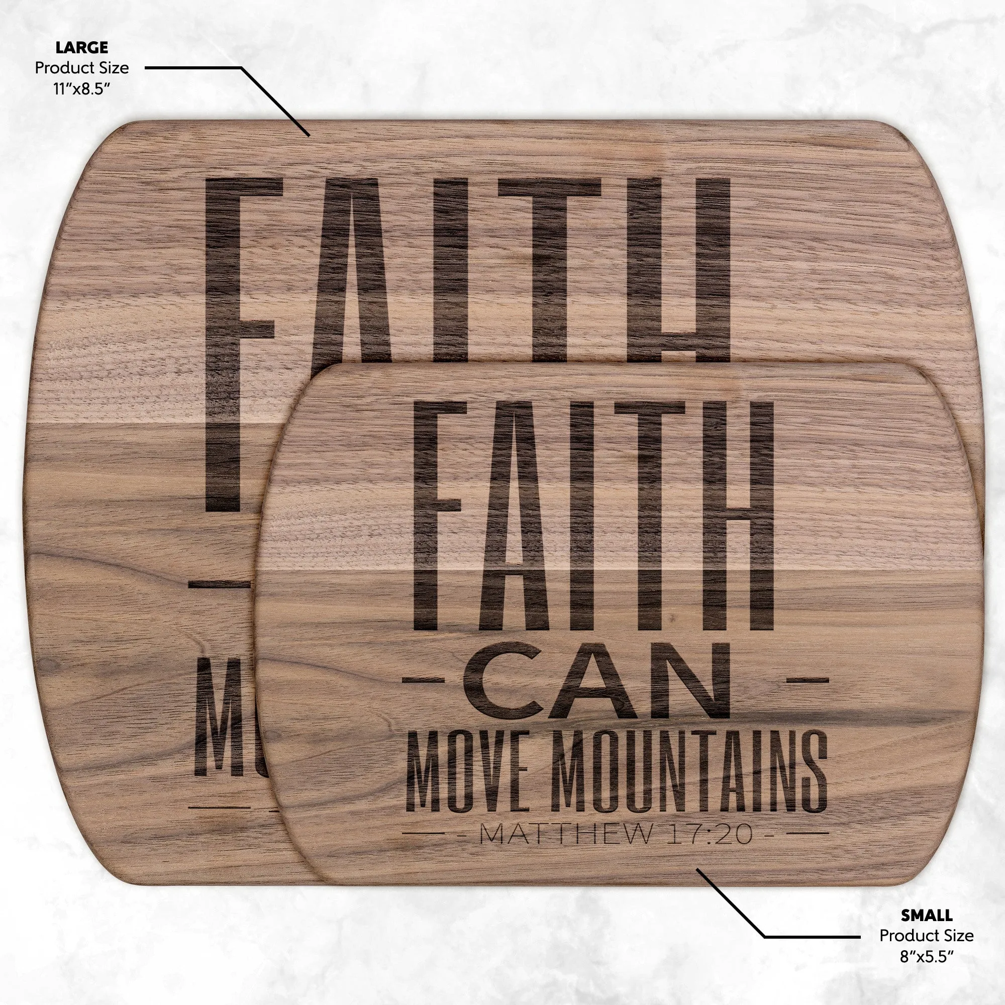 Bible Verse Hardwood Oval Cutting Board - Faith Can Move Mountains ~Matthew 17:20~ Design 20