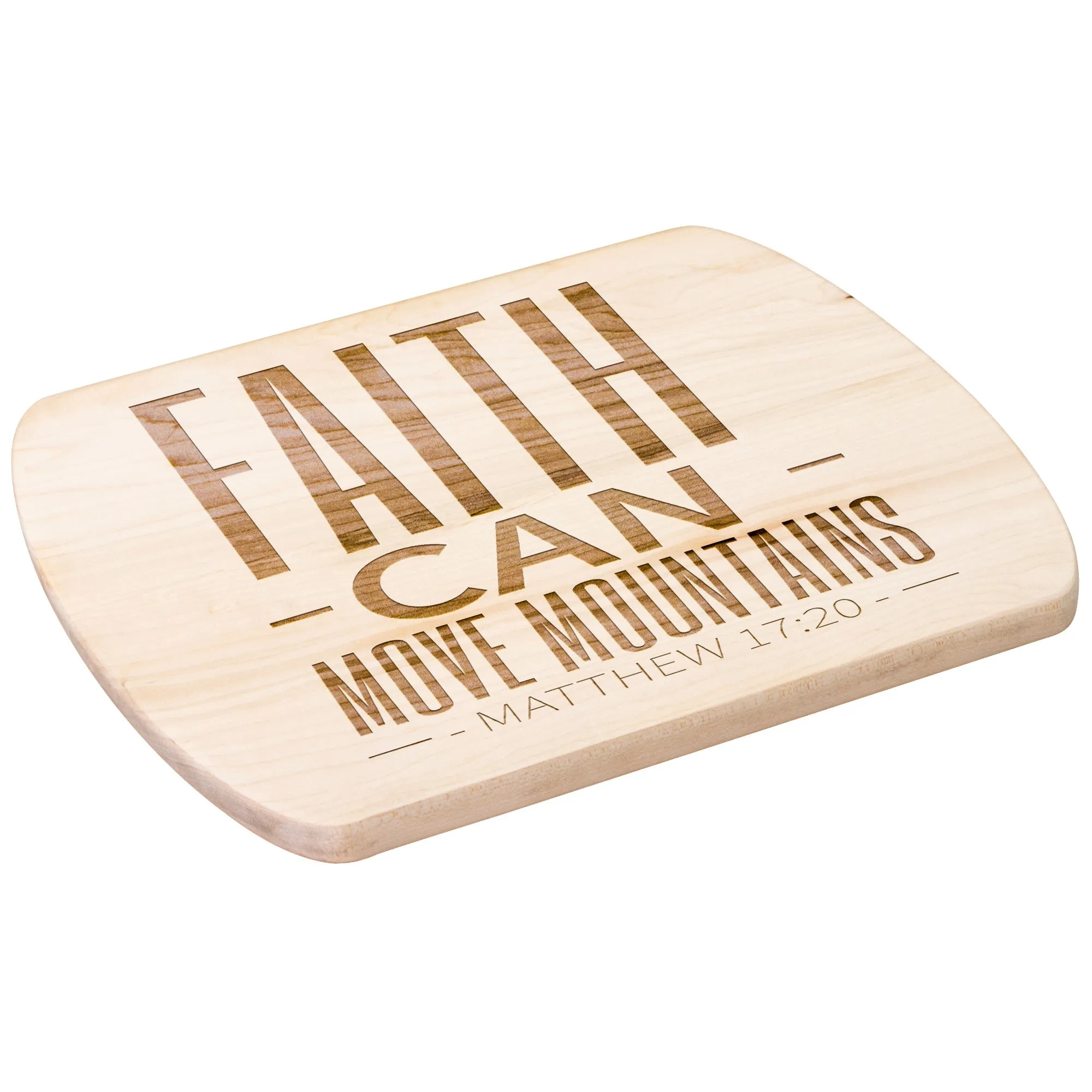 Bible Verse Hardwood Oval Cutting Board - Faith Can Move Mountains ~Matthew 17:20~ Design 20