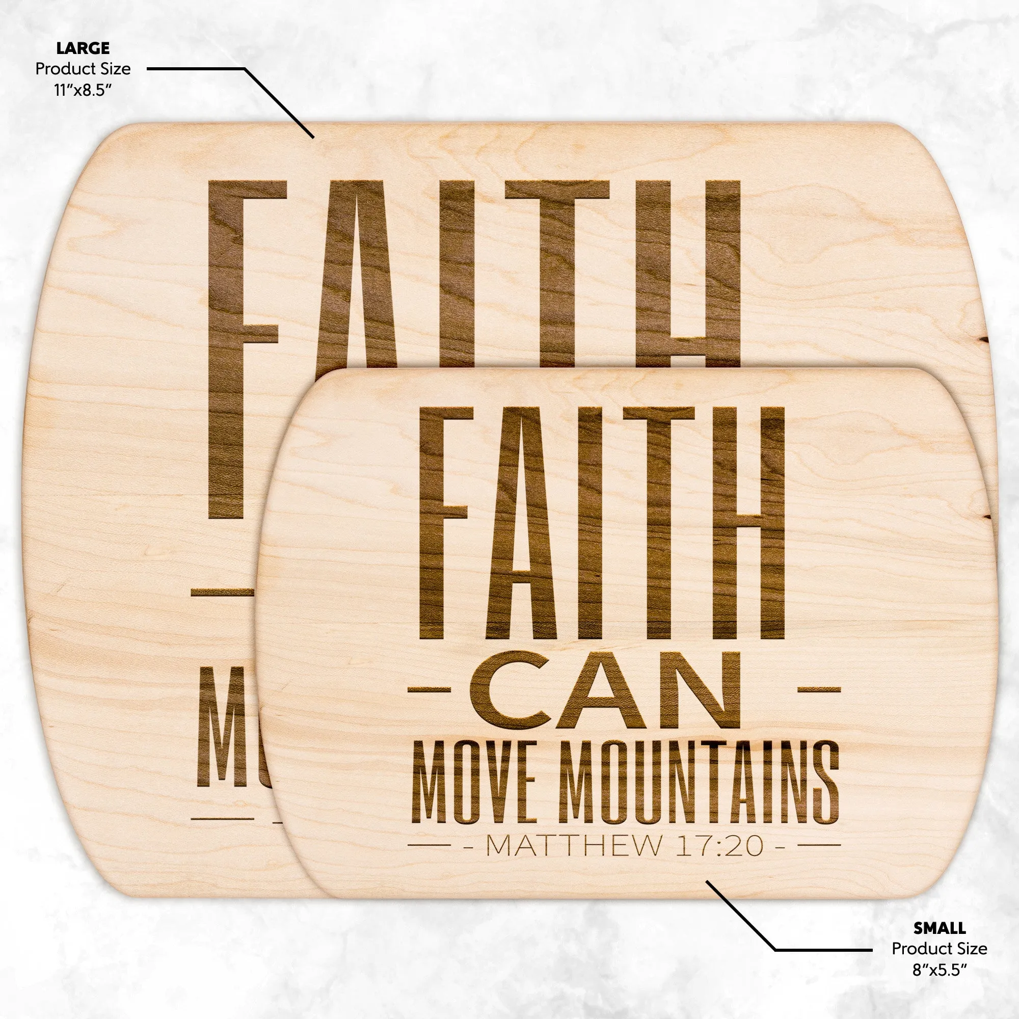 Bible Verse Hardwood Oval Cutting Board - Faith Can Move Mountains ~Matthew 17:20~ Design 20