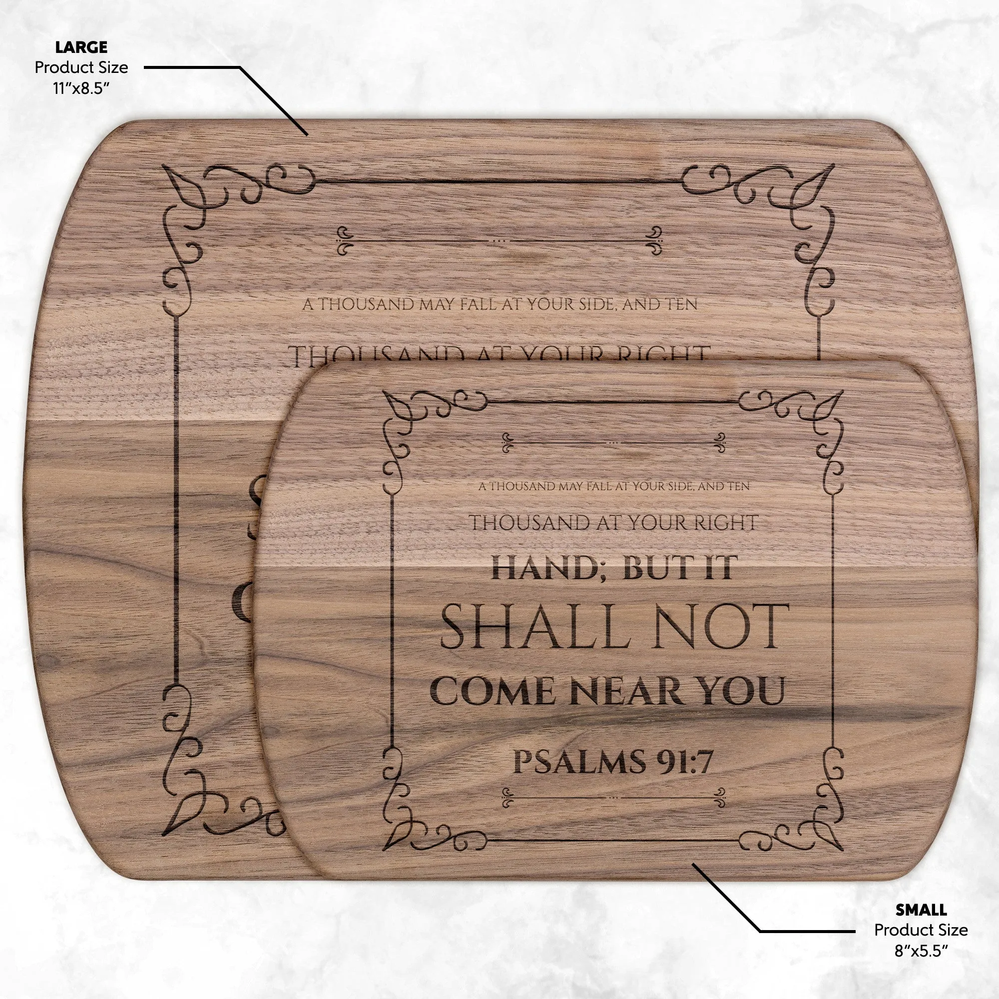 Bible Verse Hardwood Oval Cutting Board - It Shall Not Come Near You ~Psalm 91:7~ Design 7