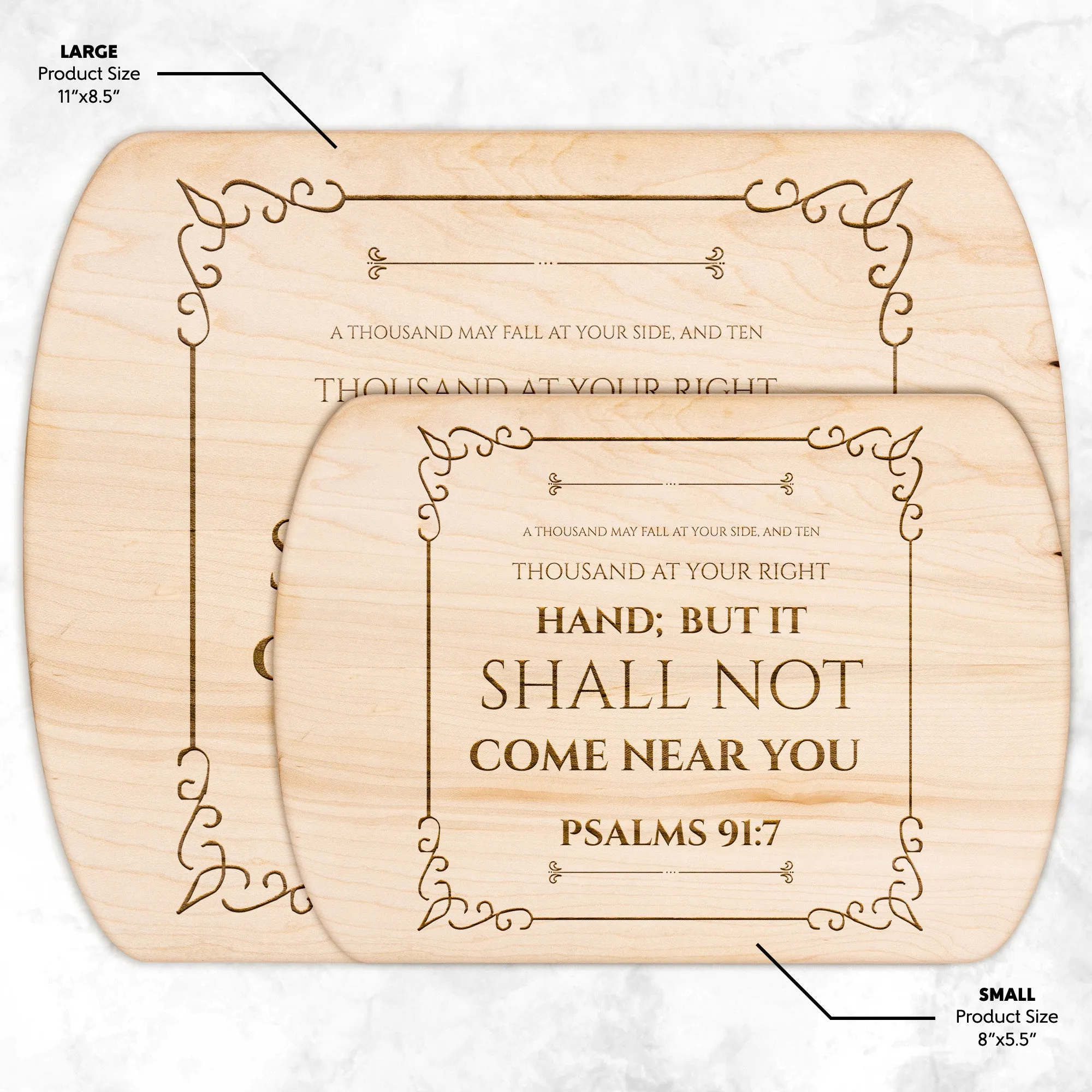 Bible Verse Hardwood Oval Cutting Board - It Shall Not Come Near You ~Psalm 91:7~ Design 7