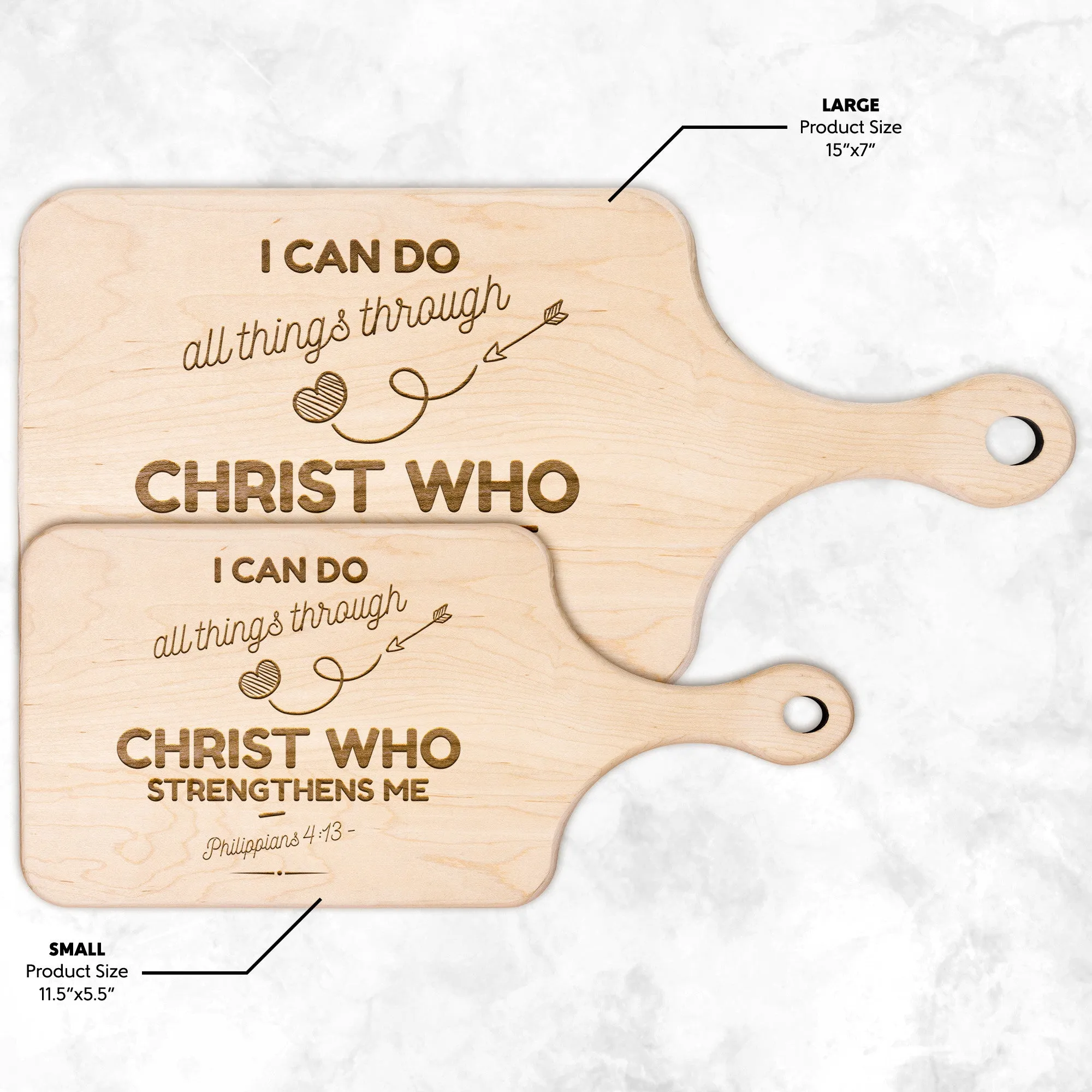 Bible Verse Hardwood Paddle Cutting Board - I Can Do All Things Through Christ ~Philippians 4-13~ Design 18