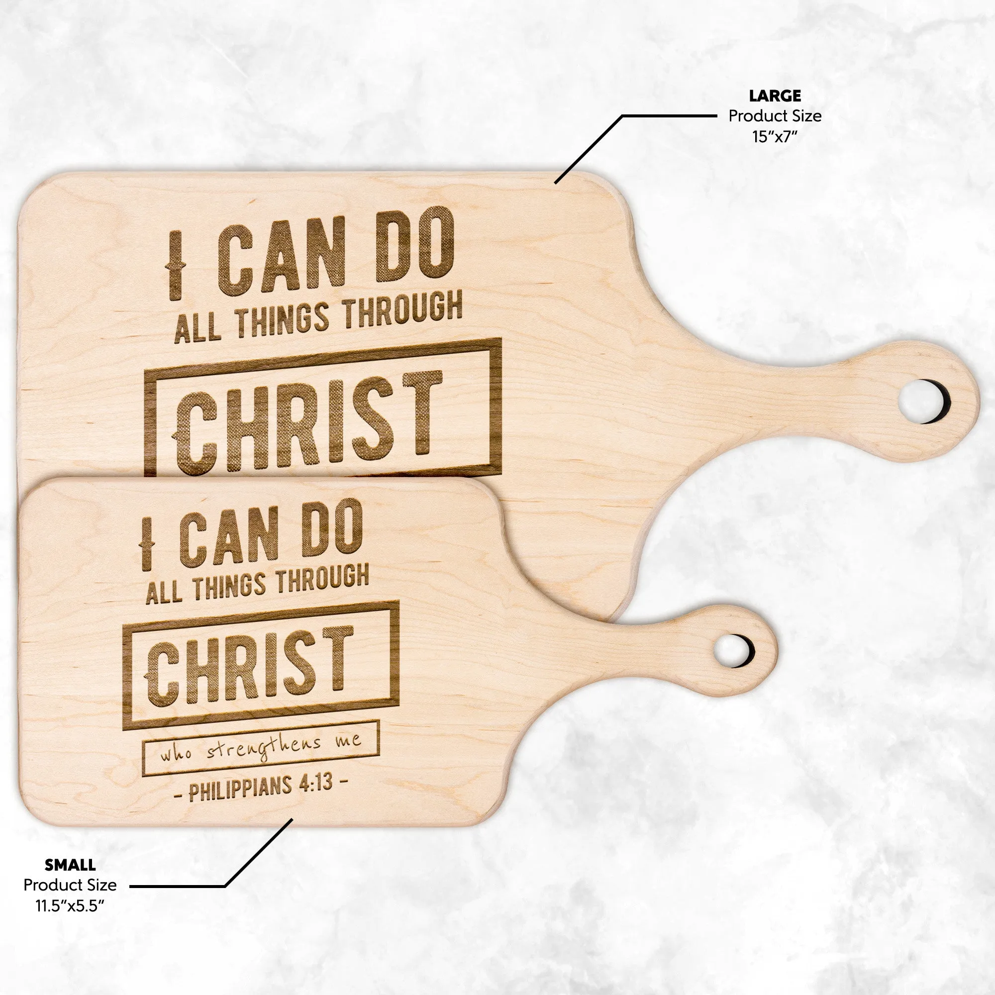 Bible Verse Hardwood Paddle Cutting Board - I Can Do All Things Through Christ ~Philippians 4-13~ Design 6