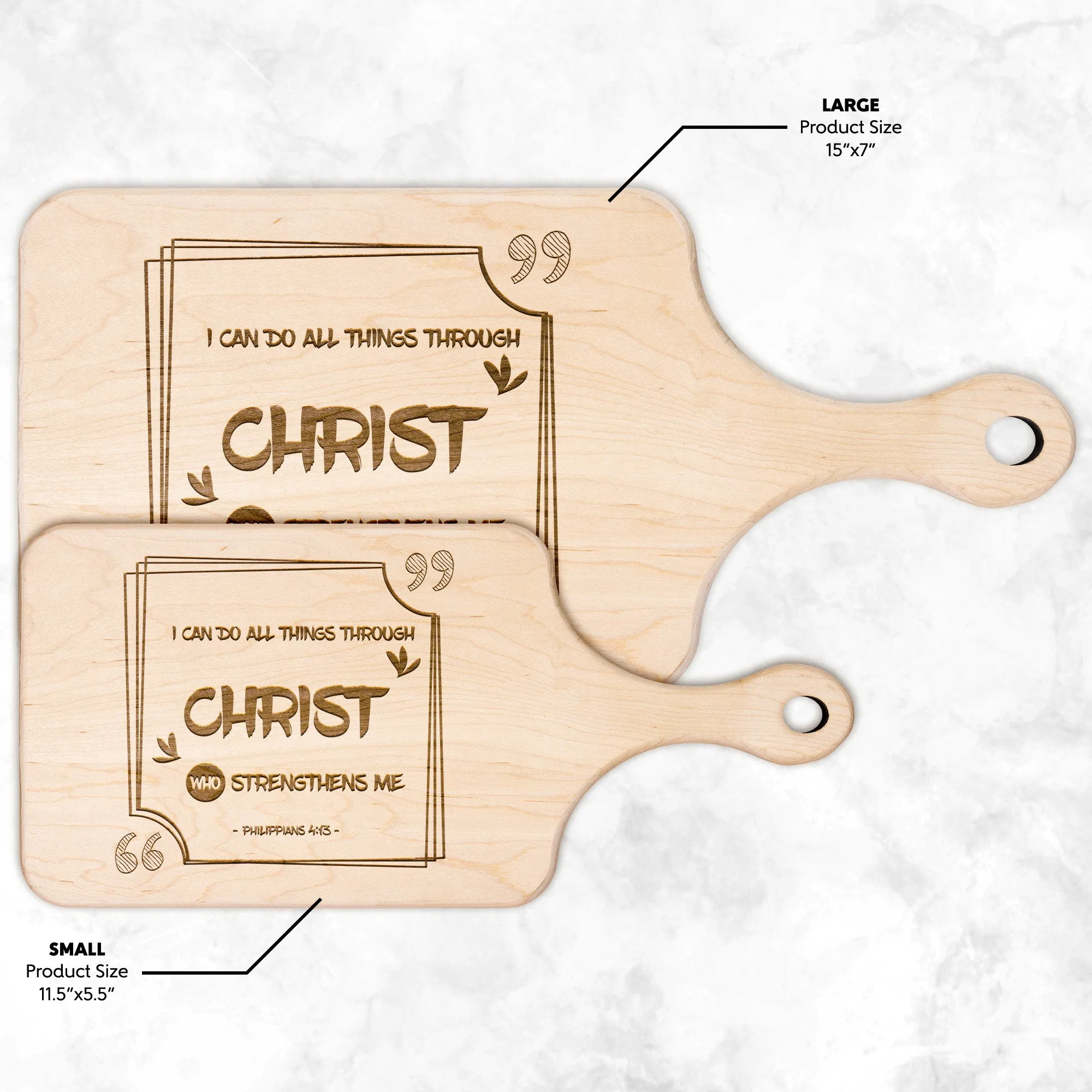 Bible Verse Hardwood Paddle Cutting Board - I Can Do All Things Through Christ ~Philippians 4-13~ Design 8