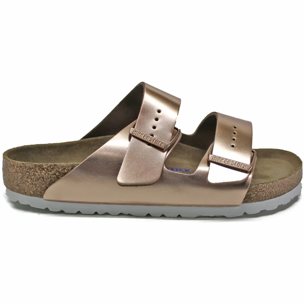 Birkenstock Arizona Metallic Copper Women Leather Soft Footbed Open-Back Sandals - UK 5