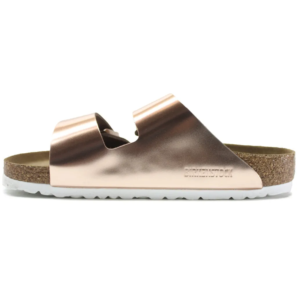 Birkenstock Arizona Metallic Copper Women Leather Soft Footbed Open-Back Sandals - UK 5