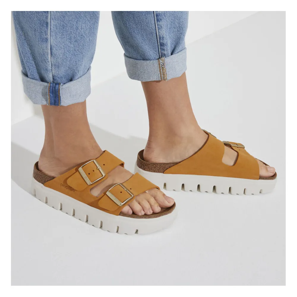 Birkenstock Papillio Arizona Chunky Apricot Suede Women’s Sandals (Narrow)