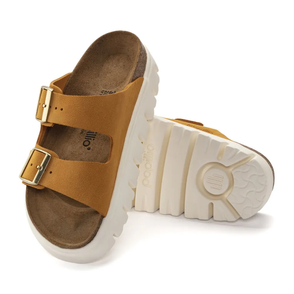 Birkenstock Papillio Arizona Chunky Apricot Suede Women’s Sandals (Narrow)