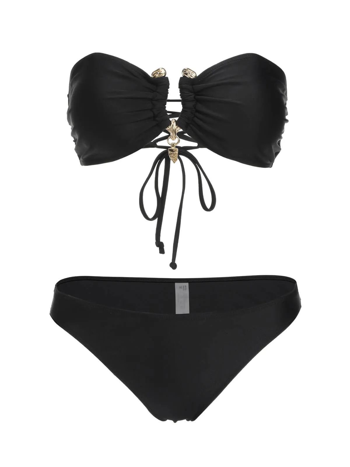 Black 1950s Solid Bikini Set With Skirt