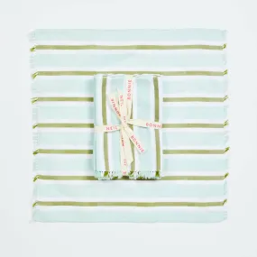 Bonnie & Neil- Woven Stripe Napkins in Mint Set/6