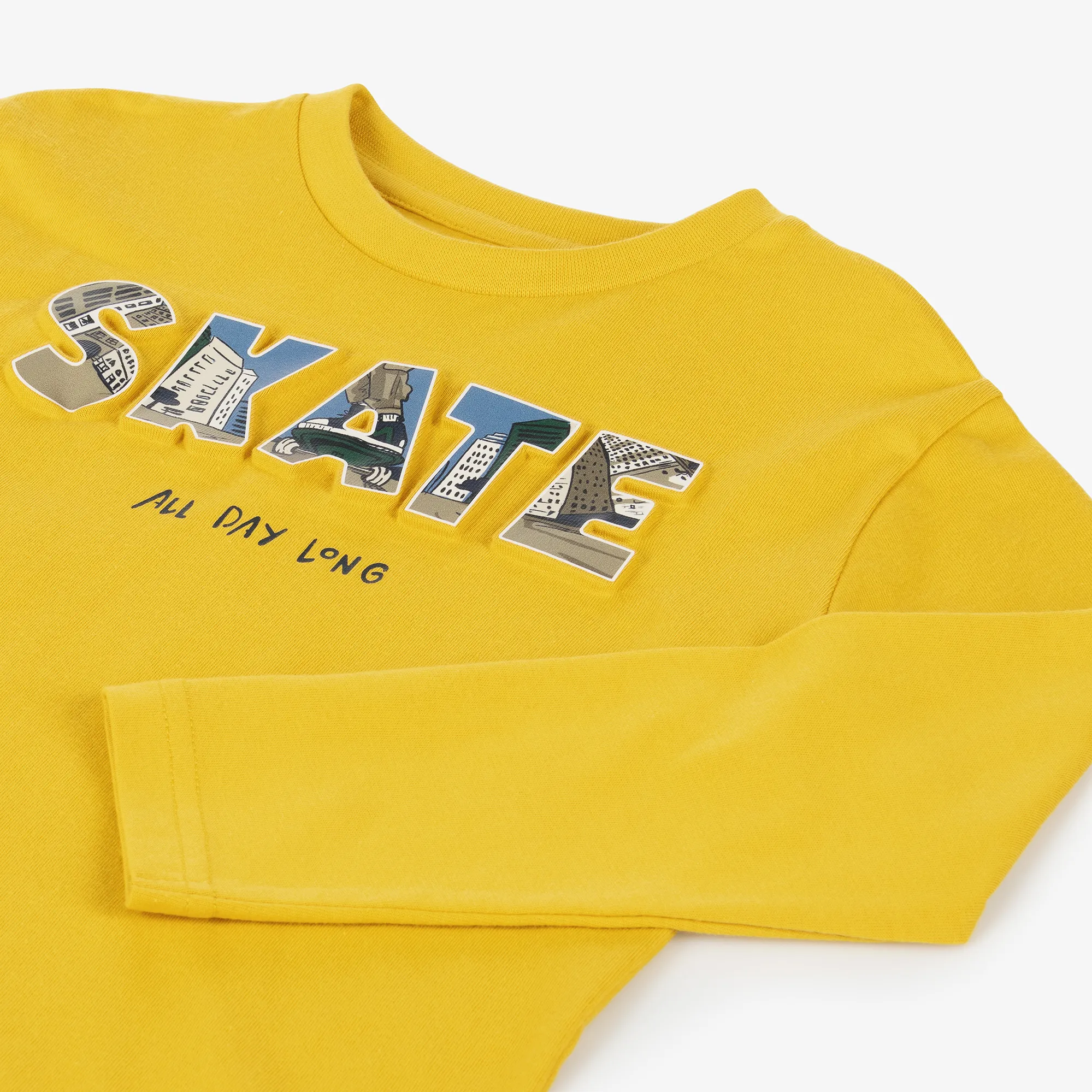 Boys Yellow Cotton Skateboard Top