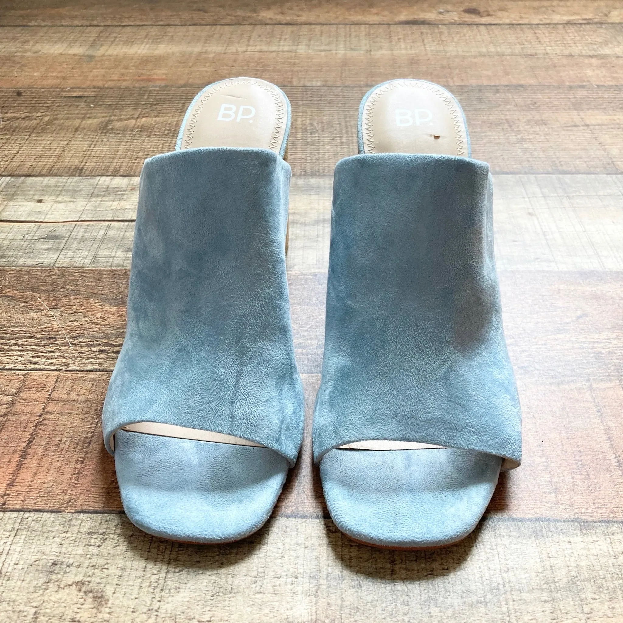 BP Blue Suede Open Toe Heeled Sandals- Size 9 (see notes)