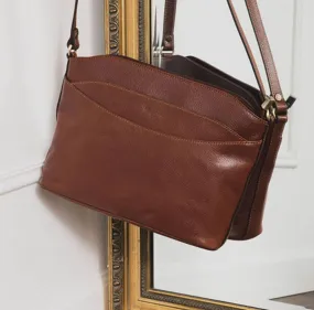 Brown calfskin cross body bag 111089