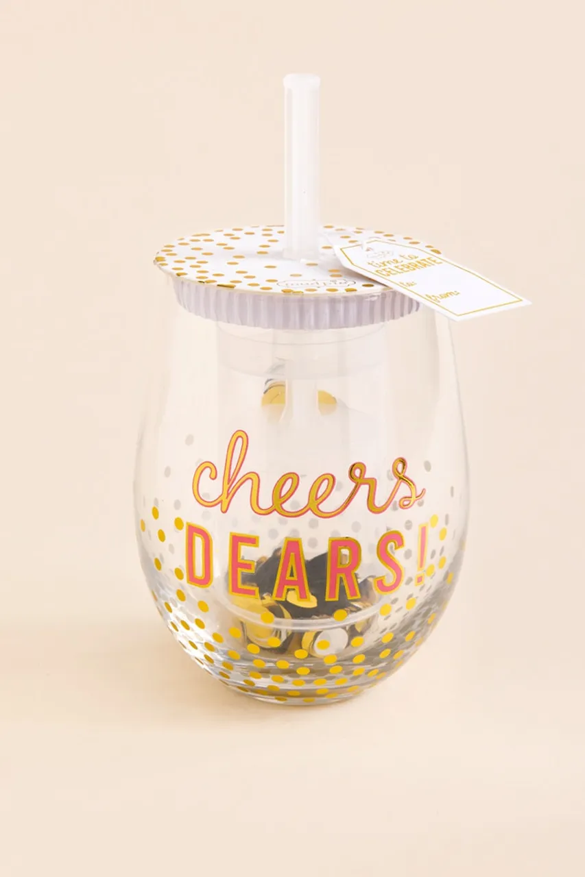 Cheers Dears Stemless Wine Glass & Popper