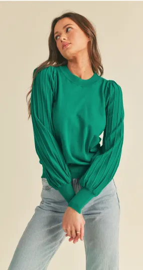 Classic Stripe Texture Pullover- Alpine Green