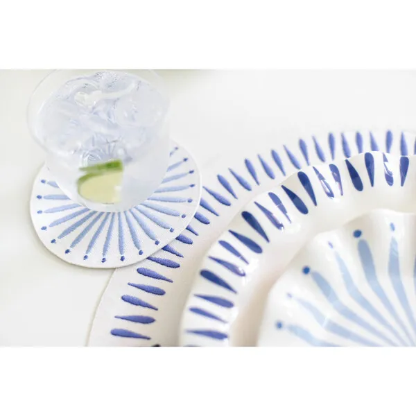 Coton Colors Iris Blue Burst Round Cocktail Napkins, Set of 4