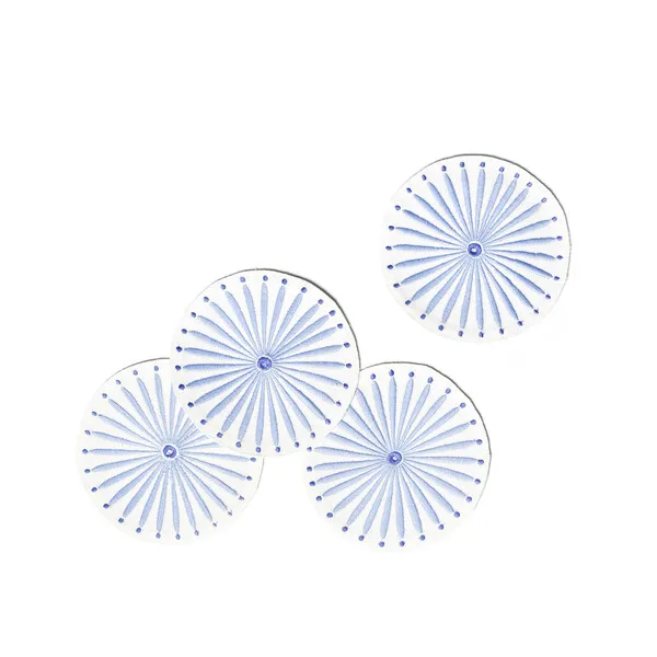 Coton Colors Iris Blue Burst Round Cocktail Napkins, Set of 4