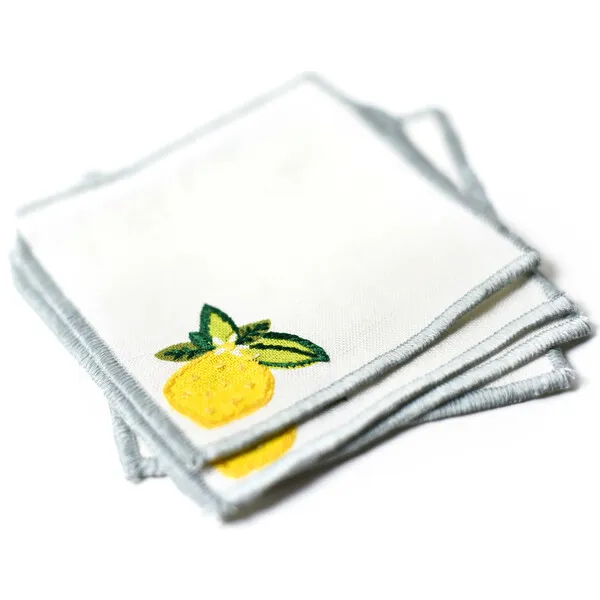 Coton Colors Lemon Citrus Cocktail Napkins, Set of 4