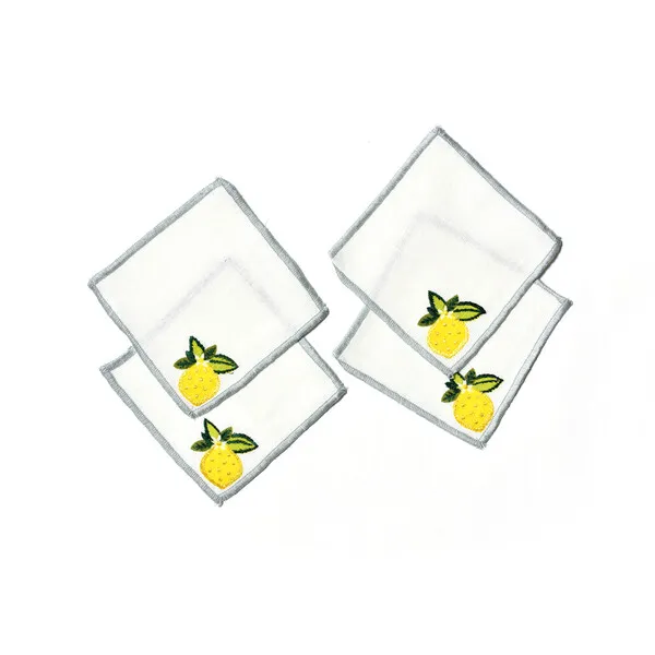 Coton Colors Lemon Citrus Cocktail Napkins, Set of 4