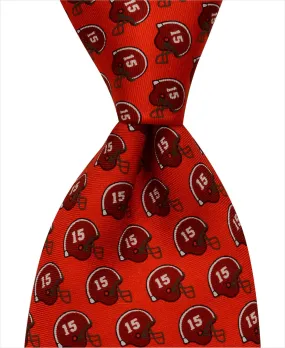 Crimson Football Helmet Tie - Red