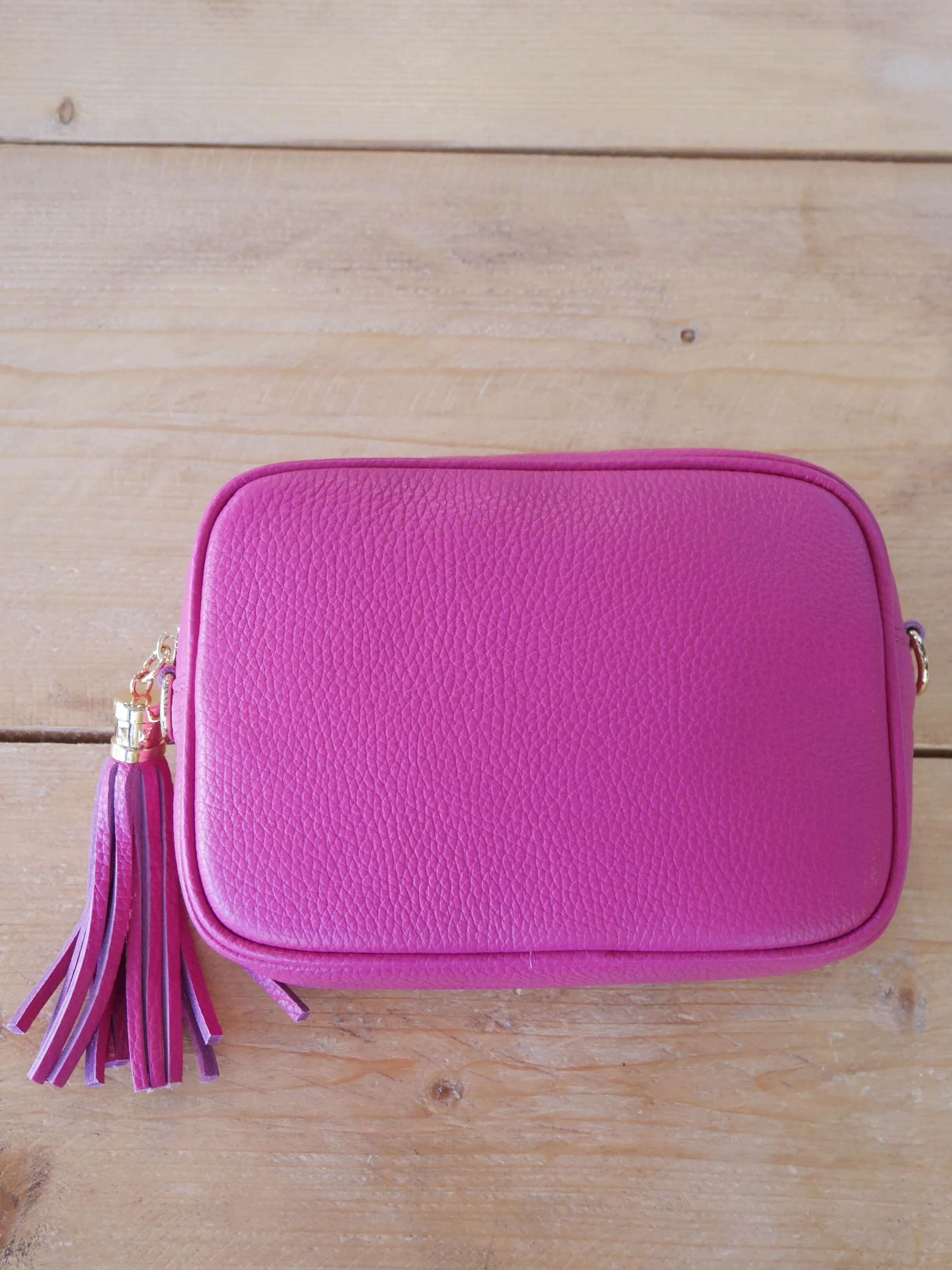 Cross Body Leather Bag Fuchsia