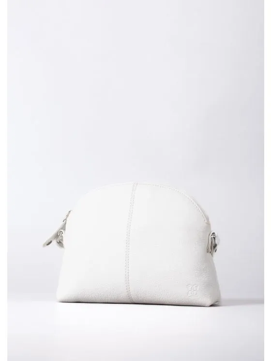 Elterwater Curved Leather Cross Body Bag in White