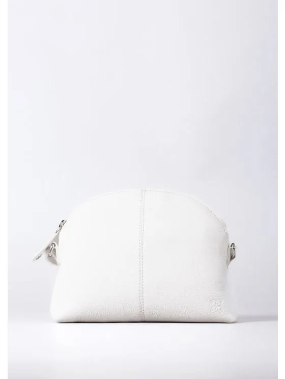 Elterwater Curved Leather Cross Body Bag in White