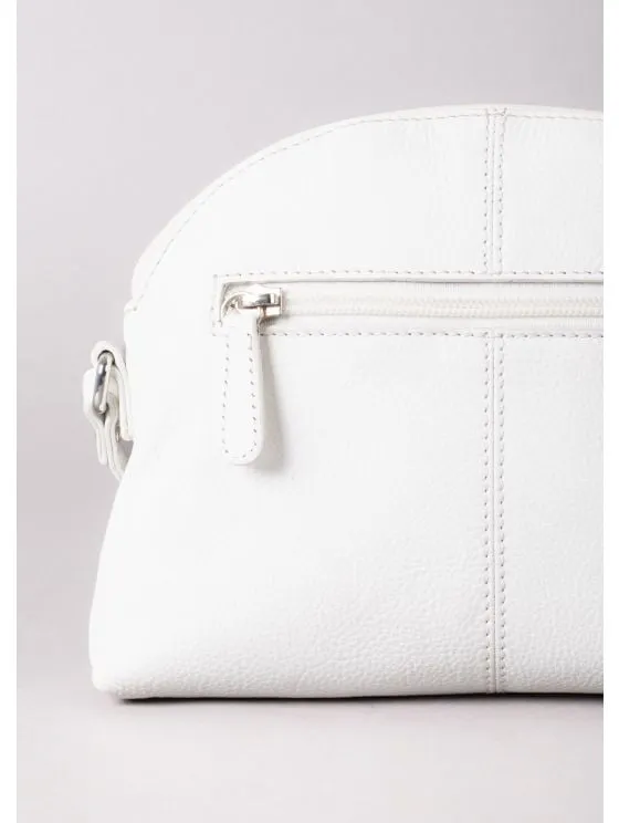 Elterwater Curved Leather Cross Body Bag in White