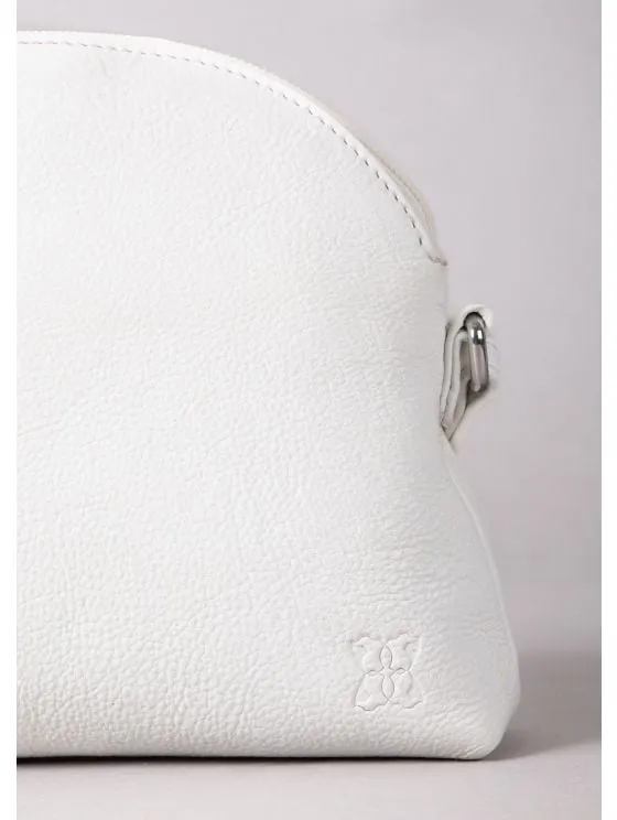 Elterwater Curved Leather Cross Body Bag in White