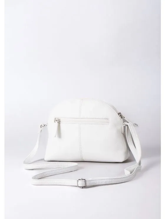 Elterwater Curved Leather Cross Body Bag in White