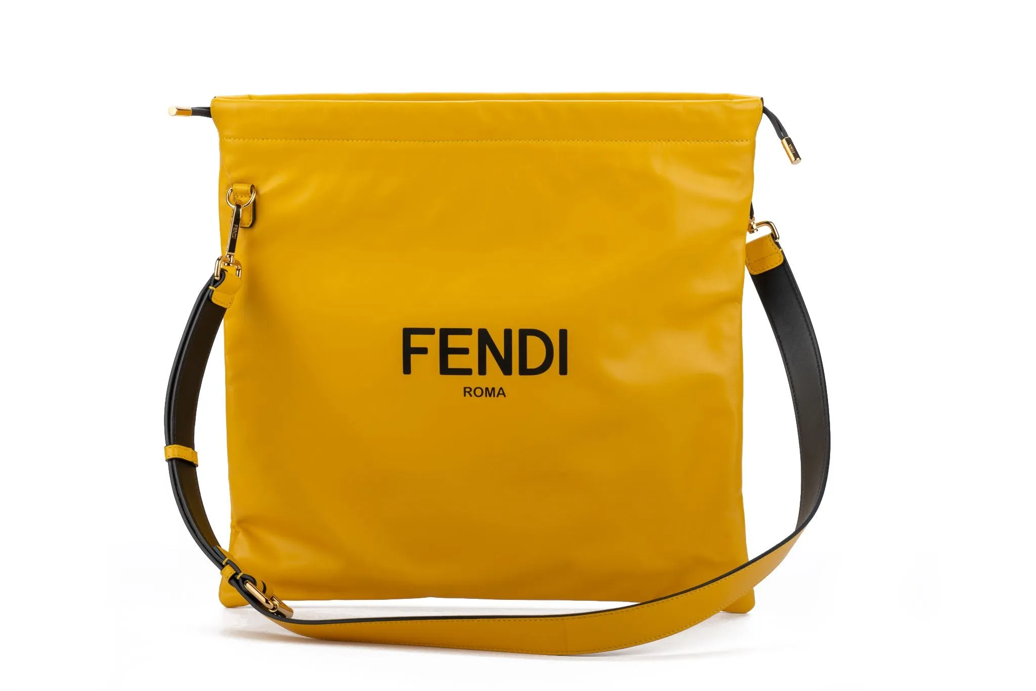 Fendi New Large Yellow Cross Body Bag